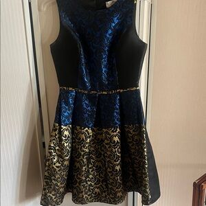 Belle Badgley Mischa Blue and Gold Dress sz 2